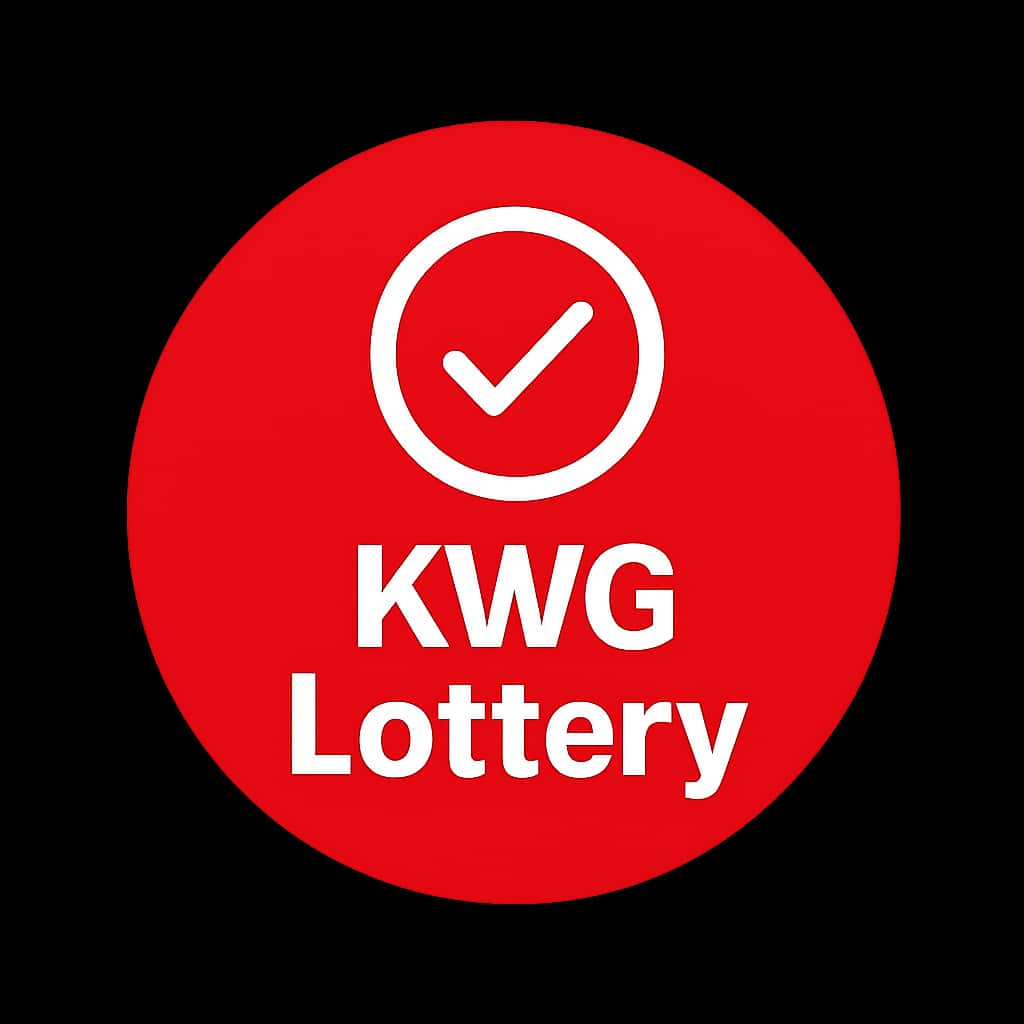 A professional badge depicting the KWG Lottery.