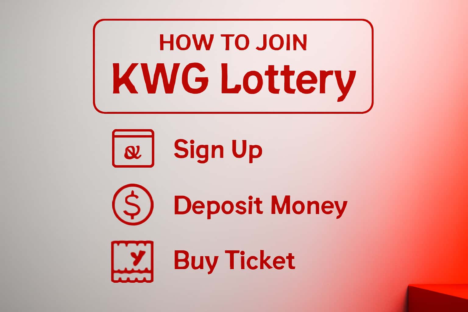 A visual representation of the KWG Lottery joining process with a futuristic design.