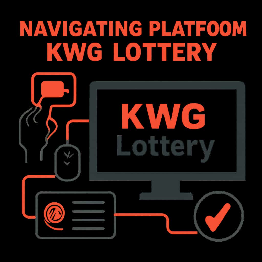 An educational diagram outlining navigation steps for the KWG Lottery platform.