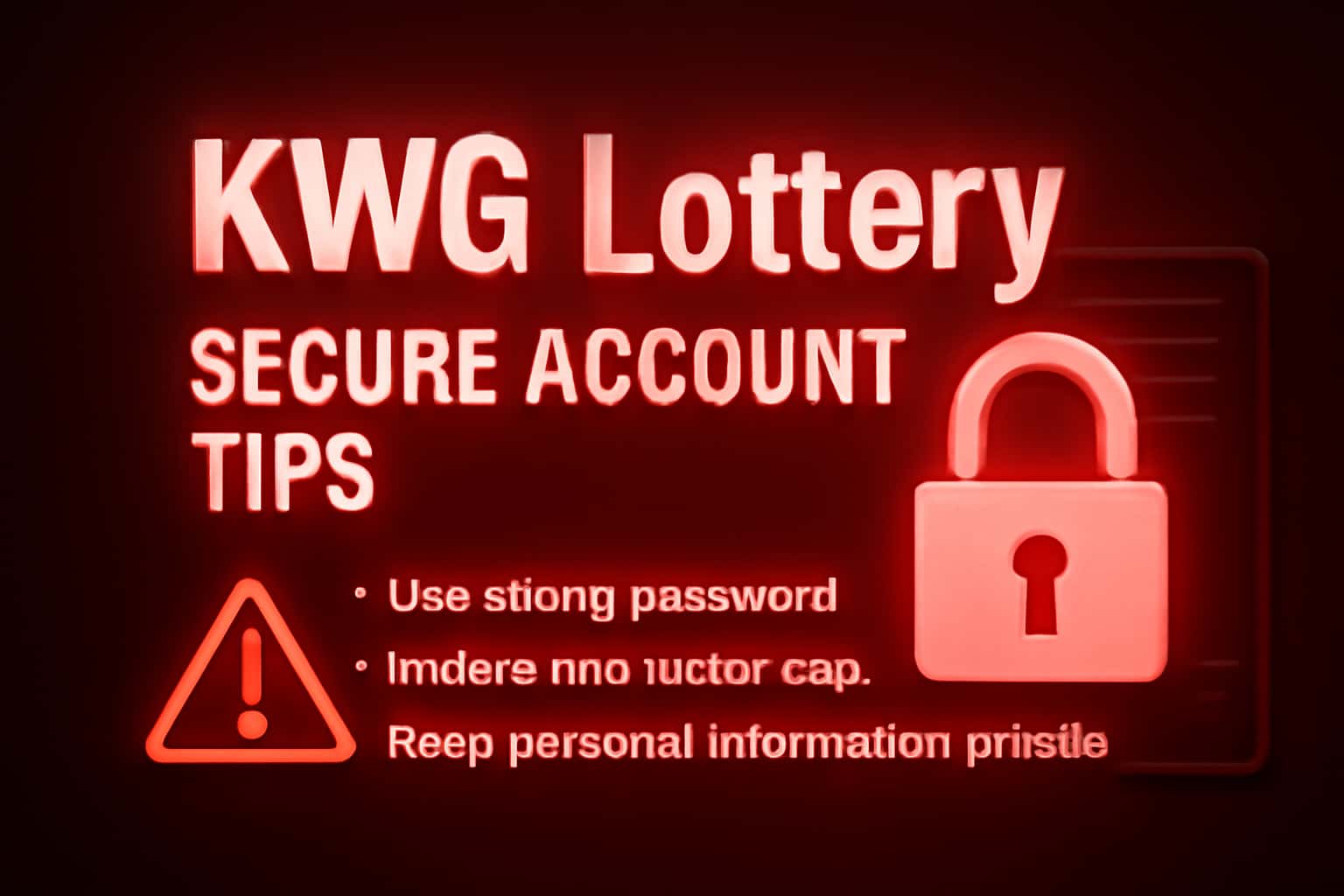 An informative graphic illustrating Secure KWG Lottery Account Tips with a high-tech design.